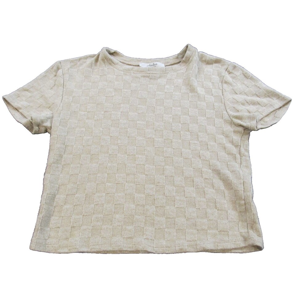 Atelier by Kirious Checkerboard Textured Knit Crop Top – Women's Size L